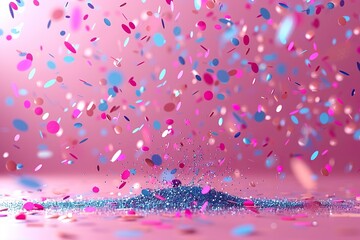 Glittering colourful confetti falling down. Party background concept for holiday, celebration, New Year's Eve or jubilee  - obrazy, fototapety, plakaty