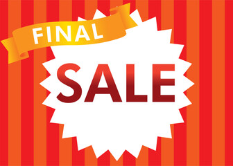 ファイナルセール販売促進のバナーテンプレートデザイン　リボンとストライプ背景