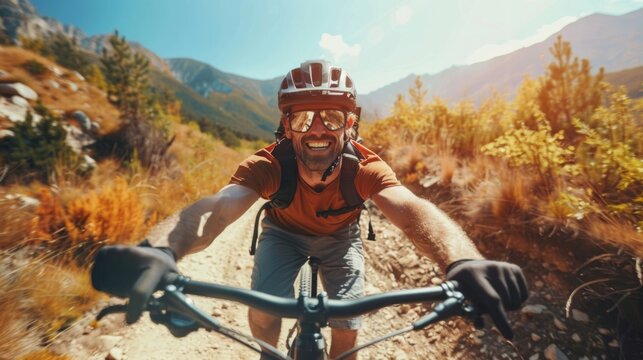 biking, Show your passion for extreme biking with a mountain biking selfie conquering rugged terrain