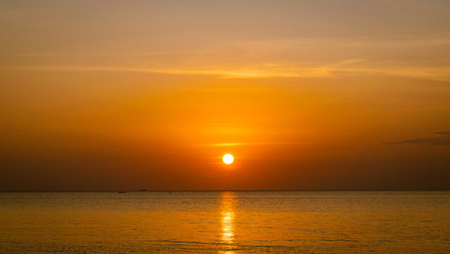 Golden sunset on the beach. Romblon, Philippines
