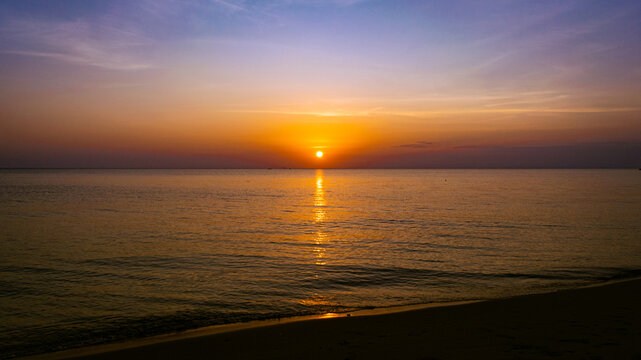 Golden sunset on the beach. Romblon, Philippines