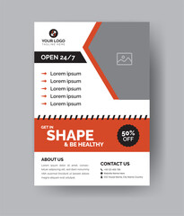 Gym Class Flyer. Abstract Workout Flyer Layout. Modern Design Shapes suitable for Sports, fitness, athletic Banner, Poster, Advertisement, Promotion, Presentation, Book Cover, ect.