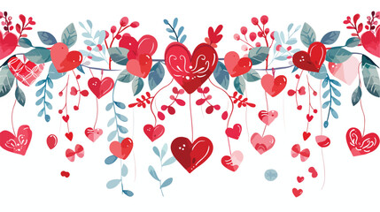 Valentines Day decoration Flat vector isolated on white