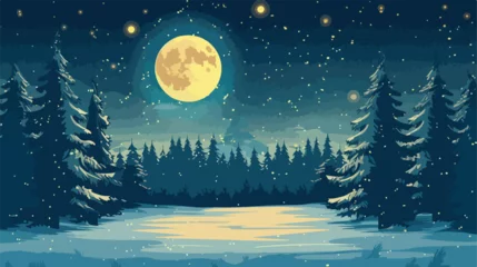 Fotobehang Vector illustration of night sky and full moon  © Mishab