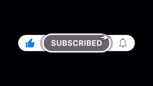Subscribe button animation with dynamic cursor motions, responsive likes, and a notification bell. Transparent 4K Alpha Channel. Seamless loop. Perfect for openings and social media marketing.