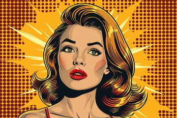 portrait in the style of pop art, comic, halftone, poster, dot, satire