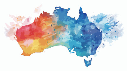 Watercolor Australia Flat vector isolated on white background - obrazy, fototapety, plakaty