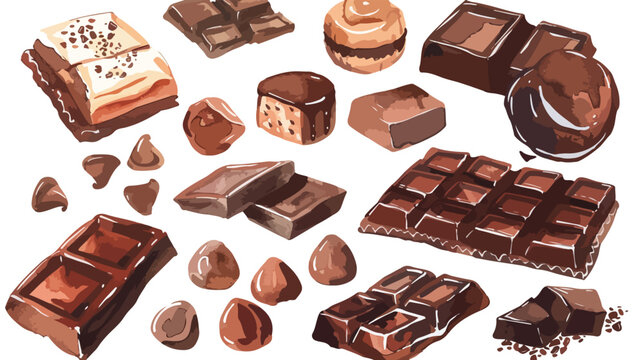 Watercolor chocolate clip art Flat vector isolated on
