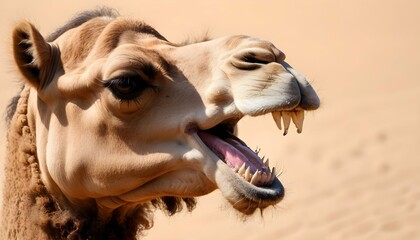 A Camels Lips Curling Back To Reveal Its Teeth