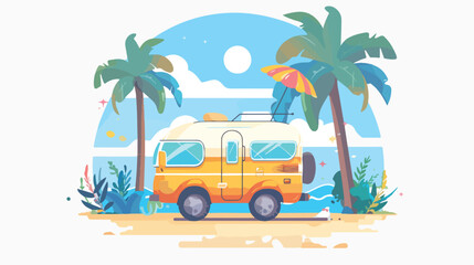 Summer and vacations flat cartoon vactor illustrati