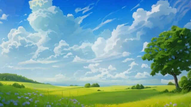 video Nature Beauty Blue Sky and Green Landscape