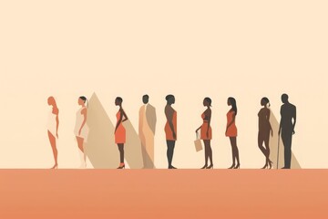 A minimalist illustration features a diverse group of people with different body types, skin tones, and hairstyles