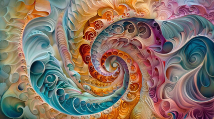 Intricate patterns of swirling colors, reminiscent of a hypnotic dance, drawing the viewer into a world of mesmerizing beauty.