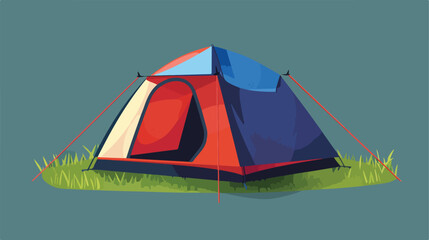Tent on grass icon image flat cartoon vactor illust