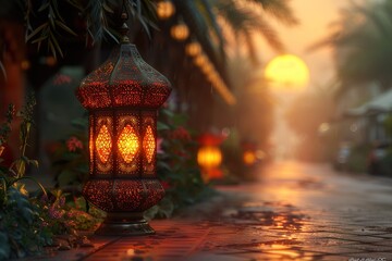 Islamic lantern background for Muslims Celebrations like Eid Ramadan or Bakra Eid Festival