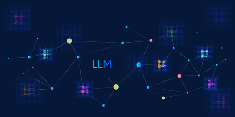 Illustration of abstract stream. Artificial intelligence. Big data, technology, AI, data transfer, data flow, large language model, generative AI