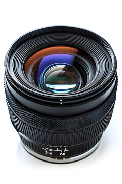 Real camera lens isolated on a white background