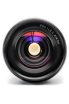 Real camera lens isolated on a white background