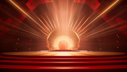 Red golden ceremony award stage venue background.