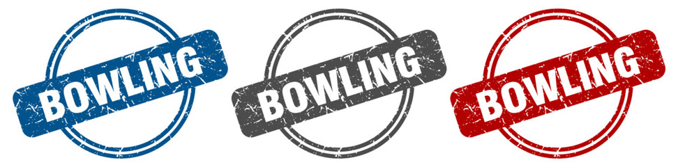bowling stamp. bowling sign. bowling label set