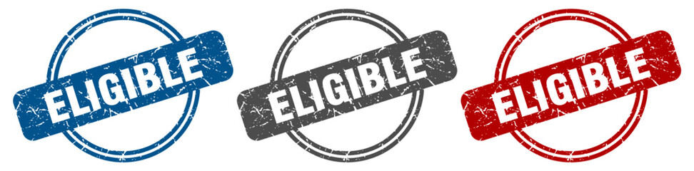 eligible stamp. eligible sign. eligible label set - obrazy, fototapety, plakaty