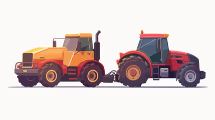Truck and tractor flat cartoon vactor illustration