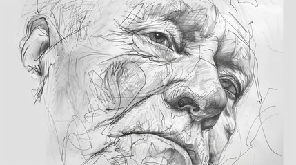 Quick contour lines free hand pencil sketch - obrazy, fototapety, plakaty