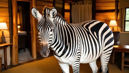 A Zebra In A Safari Lodge