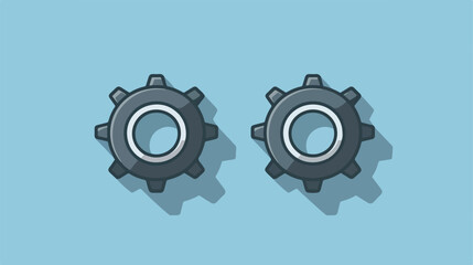Two gears icon image flat cartoon vactor illustrati