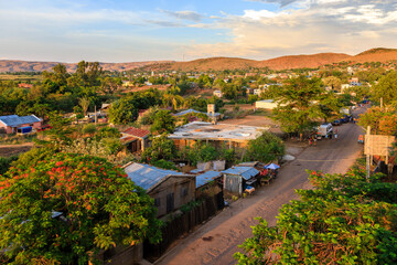 Panoramic view of the town of Miandrivazo in Madagascar