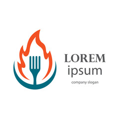 flaming hot grill logo design