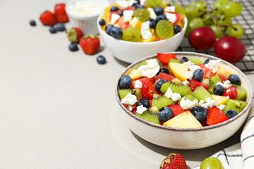 Healthy food and healthy nutrition concept - fruit salad