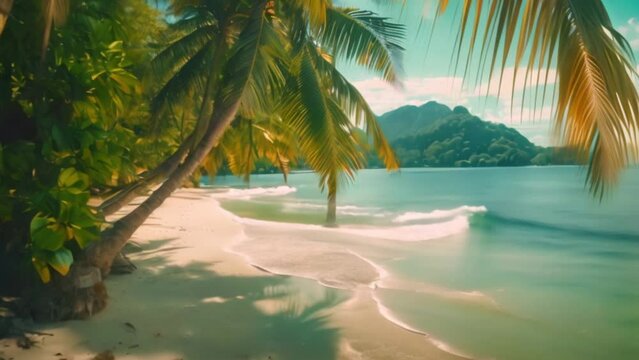 video Beautiful tropical beach and sea with coconut palm tree in paradise island