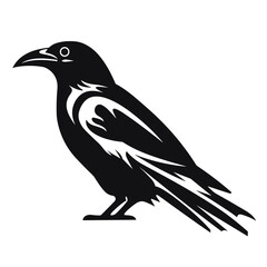 Fototapeta premium Raven black icon on white background. Raven silhouette