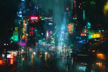 cyberpunk neon street background
