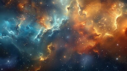Obraz na płótnie Canvas Fiery Cosmic Nebula: A Spectacular Display of Celestial Splendor, Offering a Glimpse into the Vastness of the Interstellar Cloudscape, Igniting the Imagination with Cosmic Wonder and Inspiring Awe