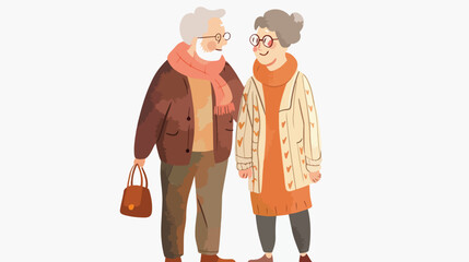 Senior couple watercolor flat vector isolated on white