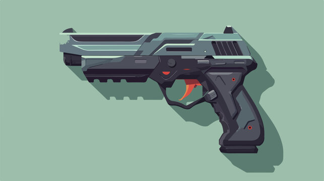 Videogame gun pistol flat cartoon vactor illustration