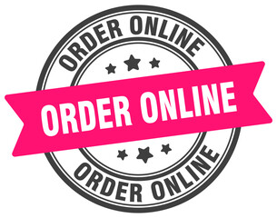 order online stamp. order online label on transparent background. round sign