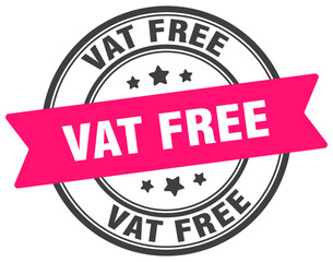 vat free stamp. vat free label on transparent background. round sign