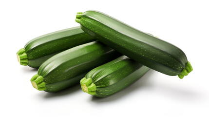 Green whole zucchini isolated on white background