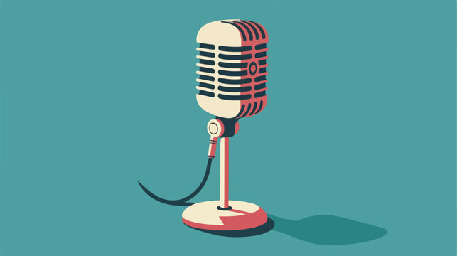 Vintage microphone icon image flat cartoon vactor i