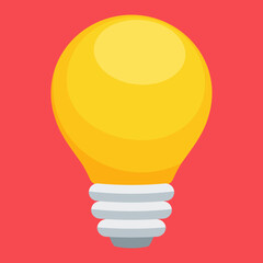 yellow light bulb flat icon - 769456355