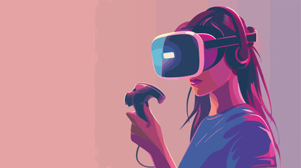 Virtual reality technology young woman living a mod