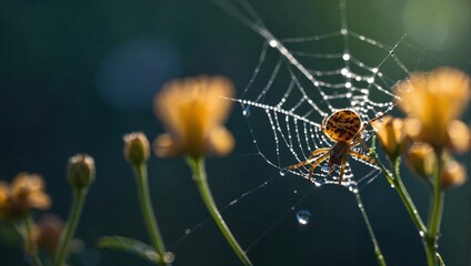 spider on web - obrazy, fototapety, plakaty