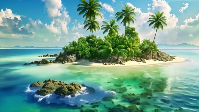 video  Beautiful paradise island with beach and sea 