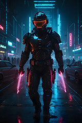 Ares from Tron,MaxTac from Cyberpunk 2077 - obrazy, fototapety, plakaty