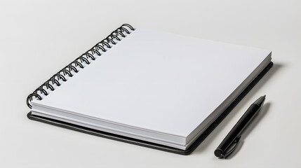 White blank notebook with pen isolated on a white background