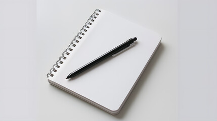 White blank notebook with pen isolated on a white background