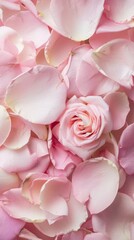 Fototapeta premium A cluster of pink flowers roses with delicate petals, creating a romantic and floral backdrop, background, wallpaper
